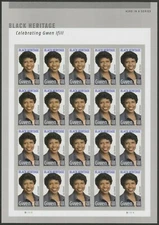 Gwen Ifill Black Heritage Sheet of 20 Current Rate Postage Stamps Scott 5432 