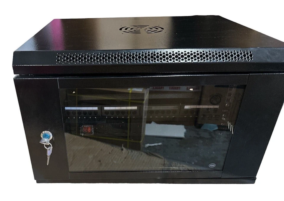 6U 450MM 19" BLACK NETWORK CABINET OR OPTIONAL WITH PDU & PATCH PANEL - Image 3 of 4