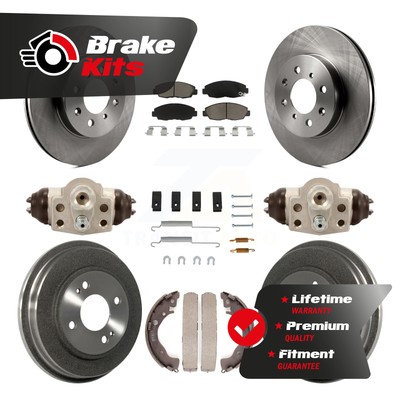 Front Rear Brake Rotor Ceramic Pad Drum Kit (9Pc) For 2010-2014 Honda Insight EX