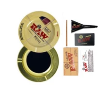 raw 98 king size cone loader kit + raw round metal magnetic 5.5” ash tray