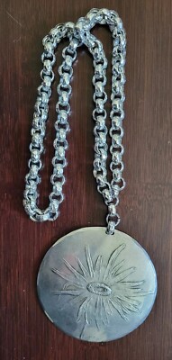 WENDELL AUGUST FORGE...Hammered Aluminum Chain, Large Daisy Flower Necklace