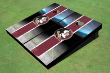 Florida State University Field Long Stripe Matching Maroon Themed Cornhole Board