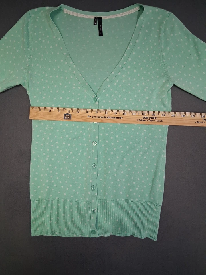 Maurices v-образным вырезом вискозы кардиган верхний новом зеленый белый в горошек печати женщин Sz M - Изображение 3 из 4