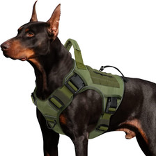 Green Harness with Handle Tactical Dog Harness No Pull Adjustable Reflective