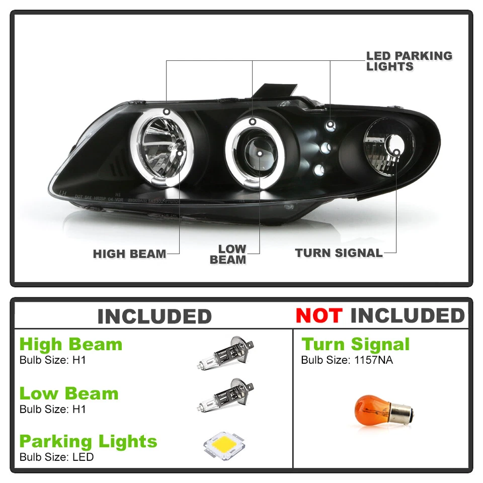 Proyector halo pontiac gto 2004 2005 2006 negro faros LED lámparas izquierda+derecha Foto 3 de 4