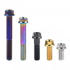 Titanium Bolts M8 Flange Head Hex Screws Grade 5 20 30 35 40 45 50 55mm