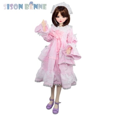 56cm removable joints woman BJD doll brown short hair green eyes