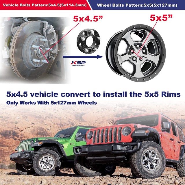 4 Wheel Adapters 5x4.5 To 5x5 1.25 | Adapts Jeep JK Wheels On TJ YJ KK