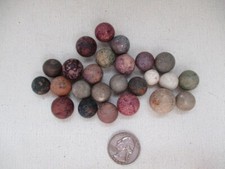 Lot of 25 Antique Clay Marbles - Various Sizes and Colors