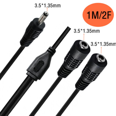  Y 1 Male to 2 Female connecting Jack cables Splitter 3.5mm x 1.35mm Adapter USA