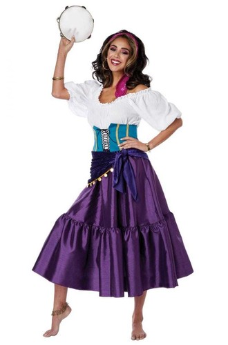 CA1672 Enchanting Gypsy Esmeralda Fortune Teller Women Halloween Dress Costume - Picture 2 of 4