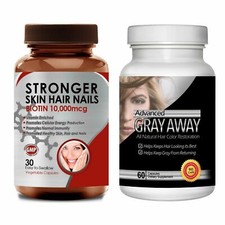 Anti-Gray Hair Color Restore and Biotin 10000mcg Healthy Skin Nails Supplement