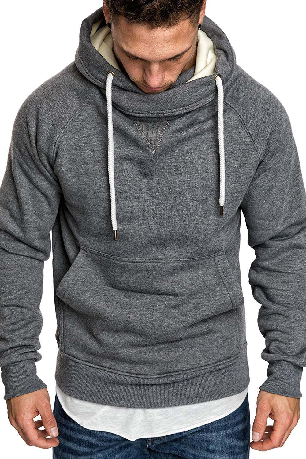 Embroidered patchwork solid color hoodie