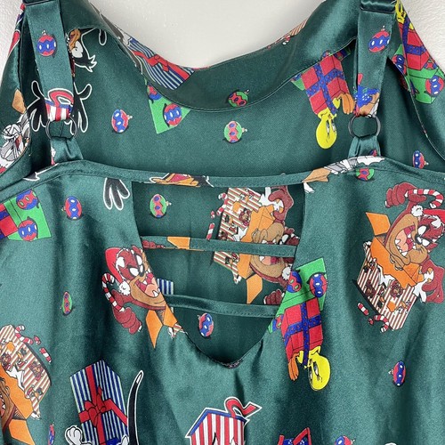 Looney Tunes Womens Size Medium Green Christmas Lace Up Nightie Nightgown PJs - Picture 10 of 12