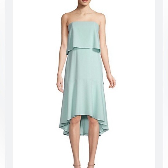 strapless flowy wedding guest dress Strapless Navy Blue Sweep/Brush Train Wedding Guest Dress main image 0