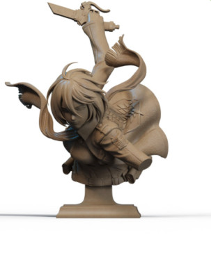 Anıme Woman Bust 3D Print 12K Ultra-High-Detail Resin Figure   Unpainted Model