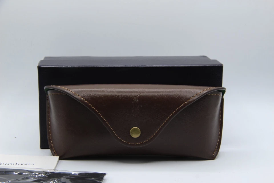 NEW POLO RALPH LAUREN BROWN LEATHER BUTTON CASE CLOTH EYEGLASSES EYEGLASSES ONLY - Image 3 of 4