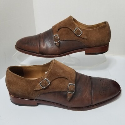 Warfield & Grand Double Monk Strap Brown Leather Suede  display picture 1