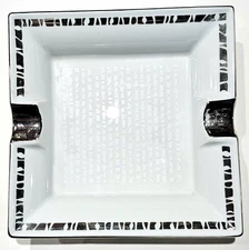 Fine White Silver Bone China Vintage Art Deco Cigar Lounge Ashtray Prometheus 7"