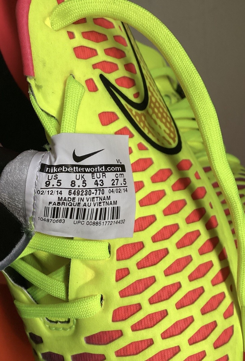 NIKE MAGISTA OPUS FG WORLD CUP 2014 YELLOW SOCCER SHOES SIZE 9.5