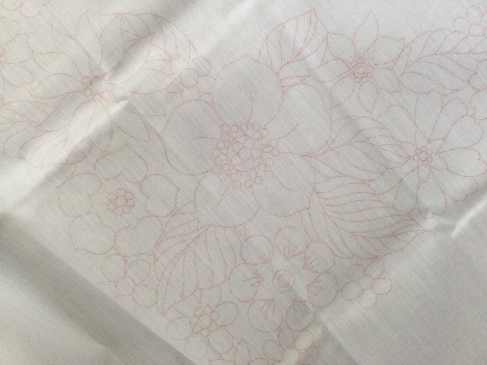 Vintage Stamped Tablecloth to Embroider Floral Border 43x45 App