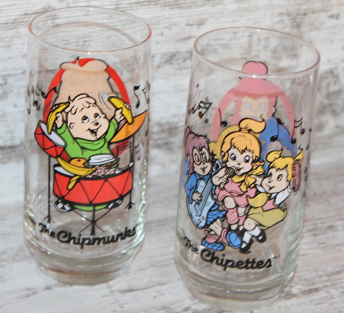 アルビンとチップマンクス/ハーディーズ/ノベルティタンブラー/1985年/SET VTG Alvin & The Chipmunks and Chipettes Tumblers Complete