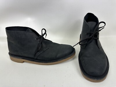 Clarks Men\'s Chukka Boot Black‎ Leather Size 12 M Bushacre CLARKS COLLECTION Mens Black Cushioned Removable Insole  main image 3