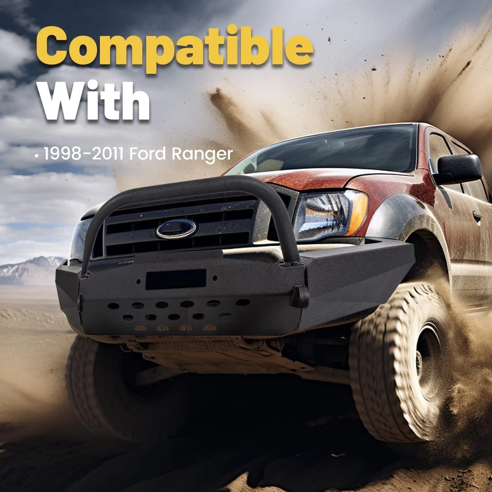 For 1998-2011 Ford Ranger Modular Front Winch Bumper with Bull Bar Foto 4 de 4