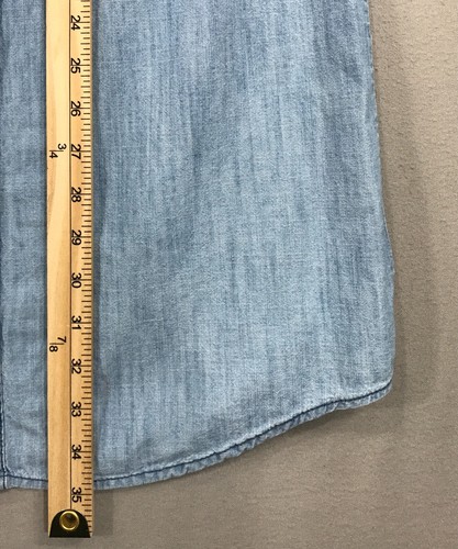 Vestido camisero antiguo azul marino para mujer XS azul cambray con botones sin mangas bolsillo hasta la rodilla - Imagen 10 de 10