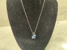 Blue Sea Glass With Star Fish  Italy 925 Necklace