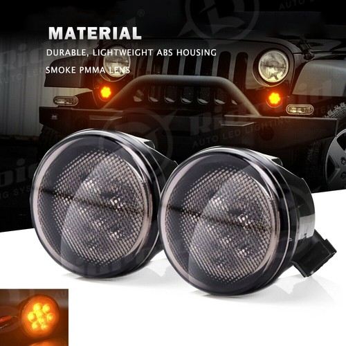 Front Smoke Lens Turn Signal Light Mount Grill Cover For 07-17 Jeep Wrangler JK - Bild 8 von 12