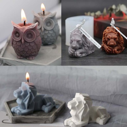 Stampo per fare candele leone stampo per candele in silicone fatto a mano gufo cera sapone stencil - Foto 1 di 16