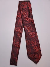 Hi-Tie Mens Formal Necktie 58"Lx3"W Red/Black Neck Tie 