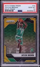 2016 Panini Prizm #44 Jaylen Brown RC Rookie Gold 3/10 PSA 10 Pop 3
