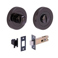 Bathroom Toilet Door Thumb Turn and Release Deadbolt Kit - Black Nickel - 76m...