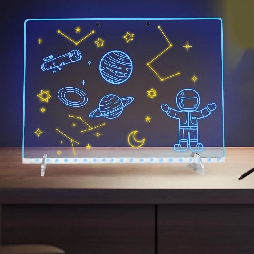 LED Note Board 4 Modes & 7 Colors Acrylic Dry Erase Drawing Board w/ Light Gifts - image 4 of 4