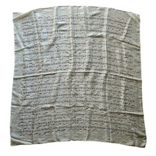 Vintage Japanese Pure Silk Scarf Beige Hand-Rolled Edges Made in Japan