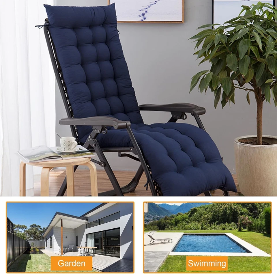 Rocking Lounge Chair Cushion Thicken Seat Deck Chaise Pad Recliner Mat 19" × 47" - Image 4 of 4