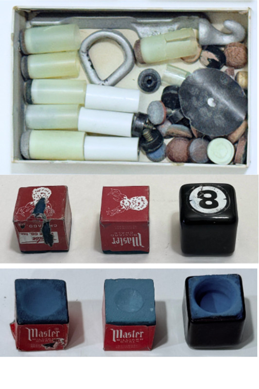 VTG Tru line Cue Repair Kit Billiards pool supplies/Stick Chalk cubes Mixed LOT