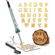 Burning Letter Kit, 26 Pcs Alphabet Branding Iron Stamps for Wood Leather Hats