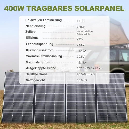 ALLPOWERS Panel Solar 400W Plegable Módulo Solar Cargador Solar - Imagen 2 de 9