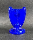 Boyd's Crystal Art Glass HEART TOOTHPICK HOLDER Cobalt Blue White Swirl NOS — photo 4
