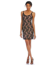 ADRIANNA PAPELL Black  Nude Sleeveless Beaded Lace Cocktail Dress-10- NWT 158