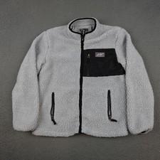 Eddie Bauer Jacket Kids Large 14 Gray Sherpa Fleece Full Zip Outdoors Pockets