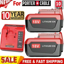 2Pack 18 Volt 8.0Ah Battery for Porter Cable 18V PC18BLX PC18BL OR Charger