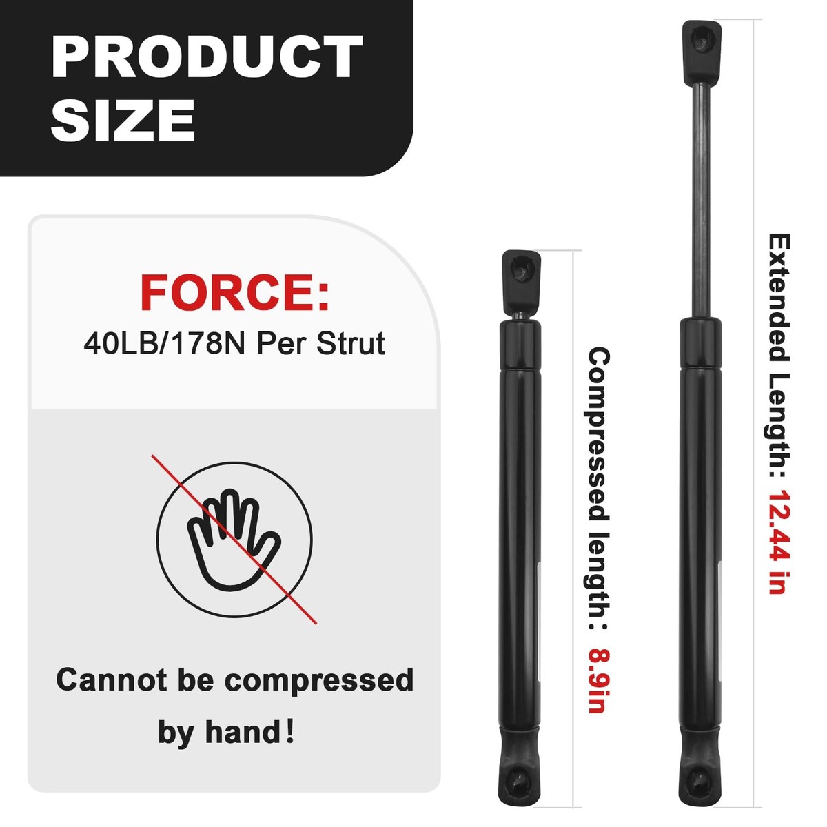 2 Pack 12IN 7009-2PK Tool Box Gas Shock Strut for Weather Guard