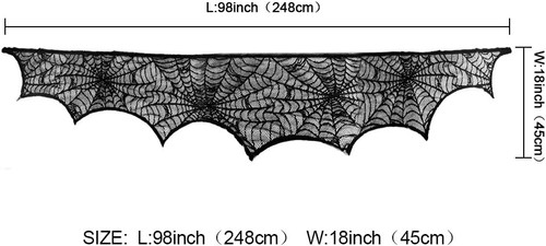 Halloween Dekoration schwarz Spitze Spinnennetz Kamin Schal Abdeckung 18 x 96 Zoll - Bild 3 von 17