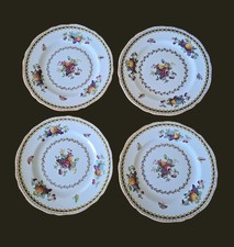 Vintage 4 Spode Rockingham Bone China Saucer Floral Plates set of 4 ~ England