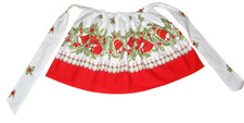 Vintage cotton Christmas Half Apron w/ pocket HOLLY BERRIES IVY BELLS 1950's