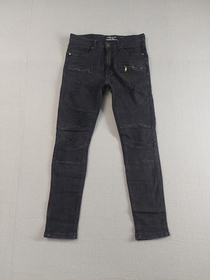 Freehold Men Jeans 29X30 Black Distressed Stretch Skinny Fit Hipster Biker Denim